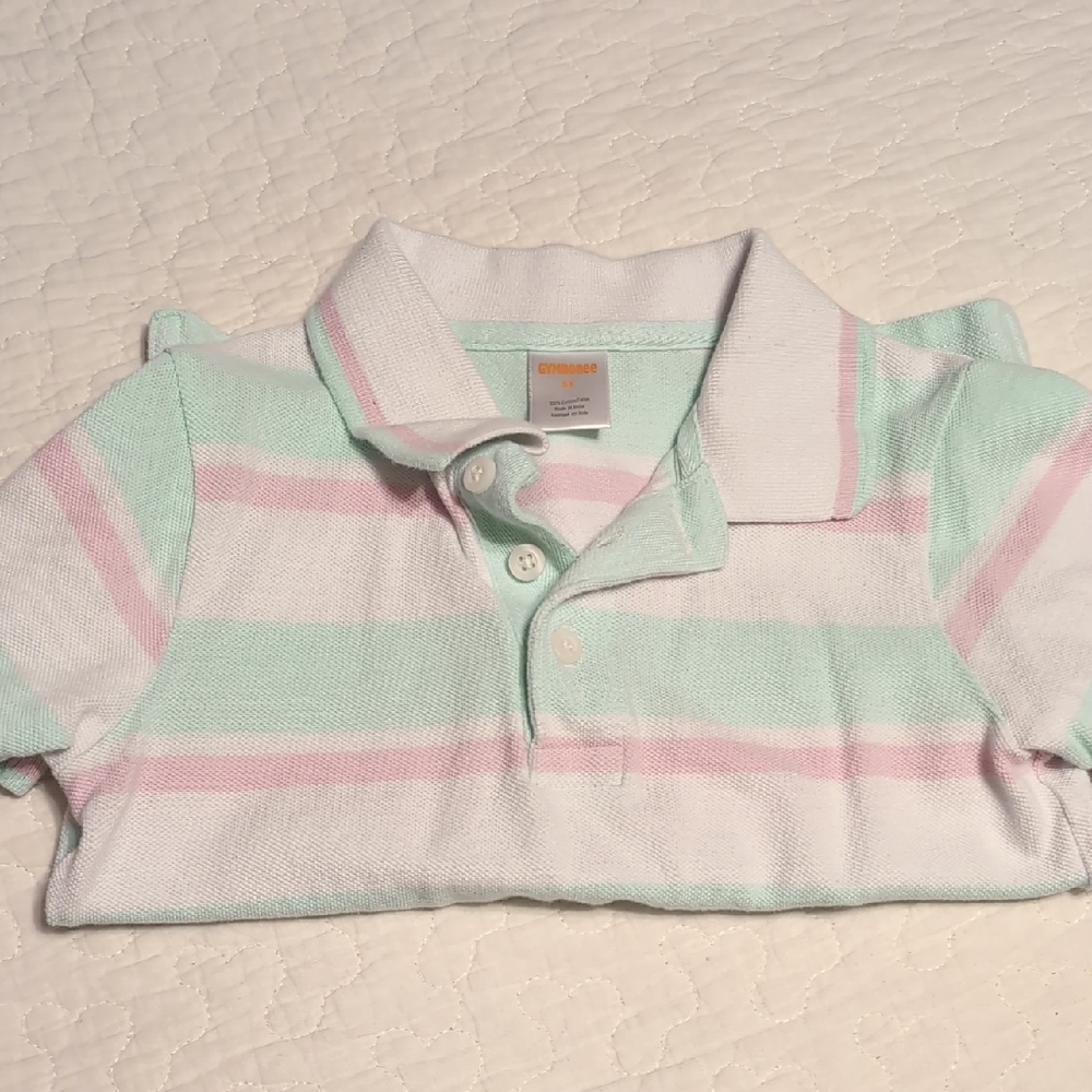 Gymboree Mint and Pink Striped Polo